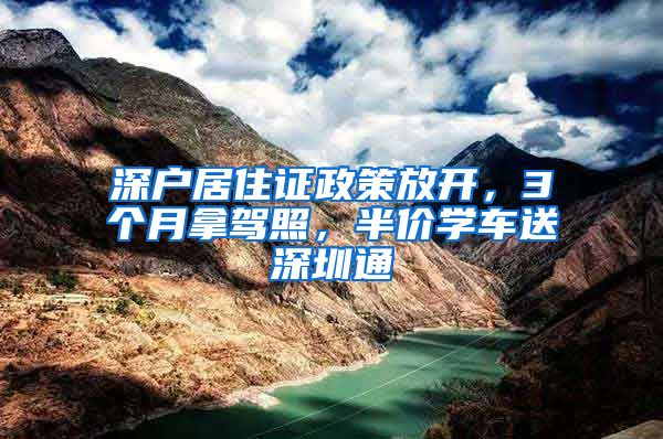 深户居住证政策放开，3个月拿驾照，半价学车送深圳通