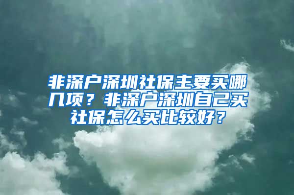 非深户深圳社保主要买哪几项？非深户深圳自己买社保怎么买比较好？