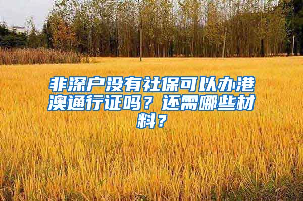 非深户没有社保可以办港澳通行证吗？还需哪些材料？