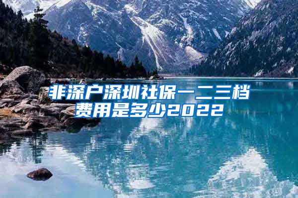 非深户深圳社保一二三档费用是多少2022