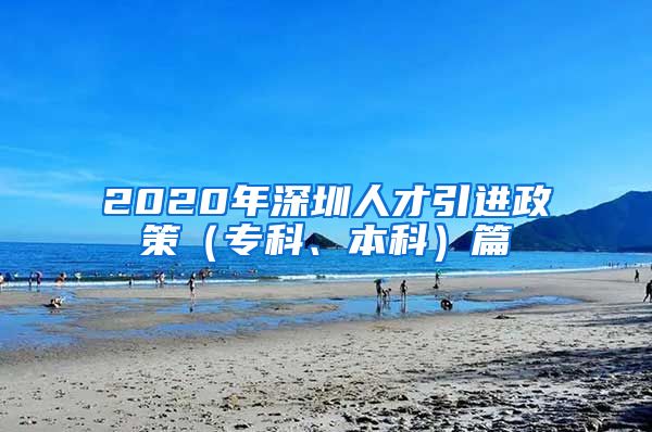 2020年深圳人才引进政策（专科、本科）篇