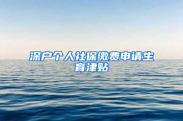 深户个人社保缴费申请生育津贴
