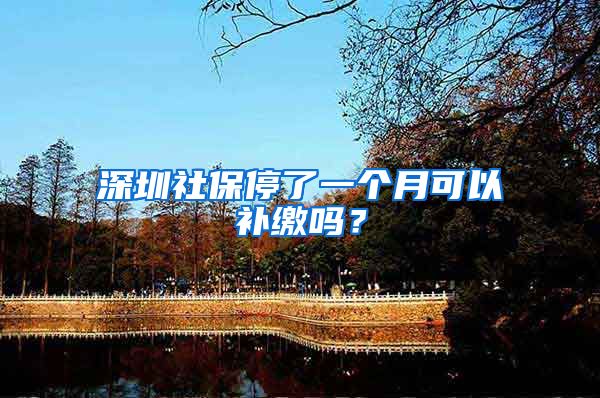 深圳社保停了一个月可以补缴吗？