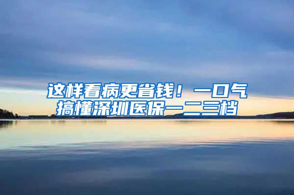 这样看病更省钱！一口气搞懂深圳医保一二三档