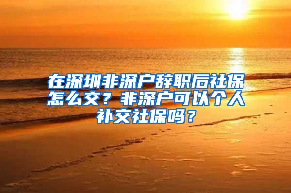 在深圳非深户辞职后社保怎么交？非深户可以个人补交社保吗？