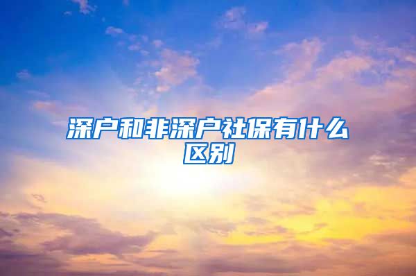 深户和非深户社保有什么区别