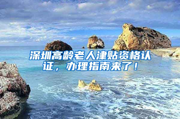 深圳高龄老人津贴资格认证，办理指南来了！