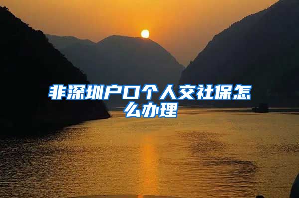 非深圳户口个人交社保怎么办理