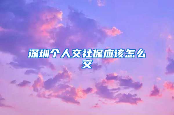 深圳个人交社保应该怎么交