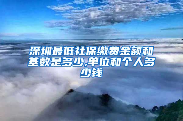 深圳最低社保缴费金额和基数是多少,单位和个人多少钱