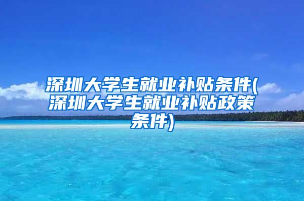 深圳大学生就业补贴条件(深圳大学生就业补贴政策条件)