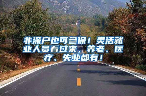 非深户也可参保！灵活就业人员看过来，养老、医疗、失业都有！