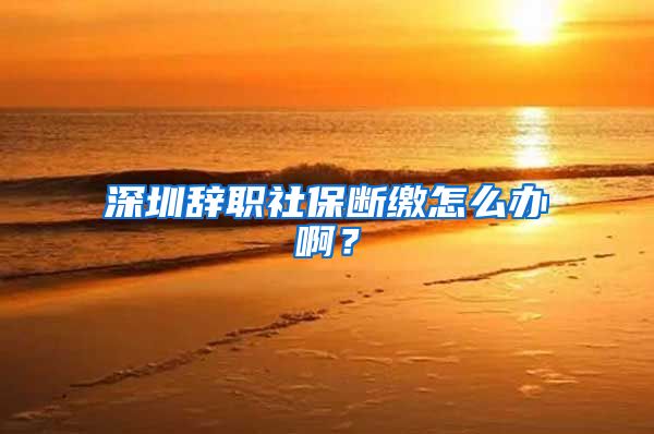 深圳辞职社保断缴怎么办啊？