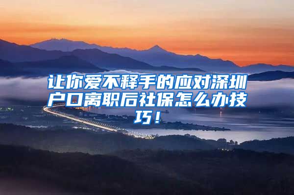 让你爱不释手的应对深圳户口离职后社保怎么办技巧！