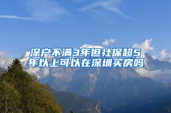 深户不满3年但社保超5年以上可以在深圳买房吗