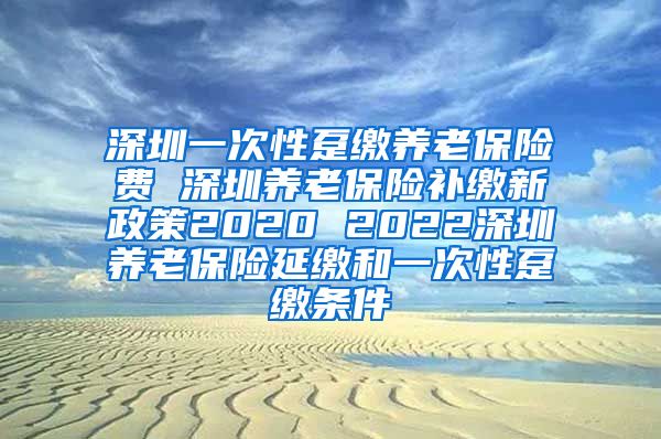 深圳一次性趸缴养老保险费 深圳养老保险补缴新政策2020 2022深圳养老保险延缴和一次性趸缴条件
