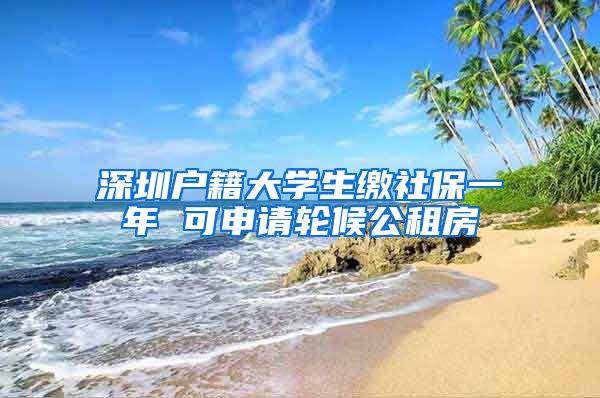 深圳户籍大学生缴社保一年 可申请轮候公租房