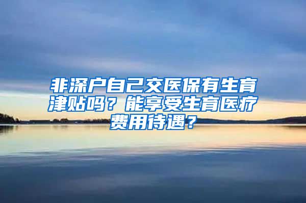 非深户自己交医保有生育津贴吗？能享受生育医疗费用待遇？