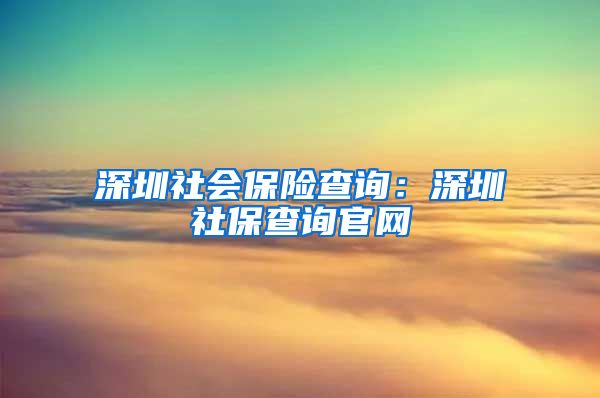 深圳社会保险查询：深圳社保查询官网