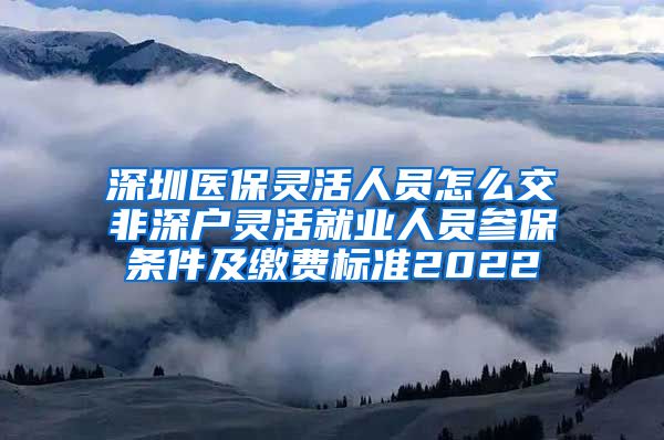 深圳医保灵活人员怎么交非深户灵活就业人员参保条件及缴费标准2022