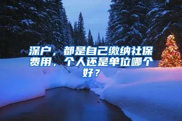 深户，都是自己缴纳社保费用，个人还是单位哪个好？