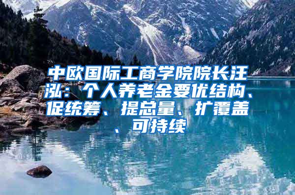 中欧国际工商学院院长汪泓：个人养老金要优结构、促统筹、提总量、扩覆盖、可持续