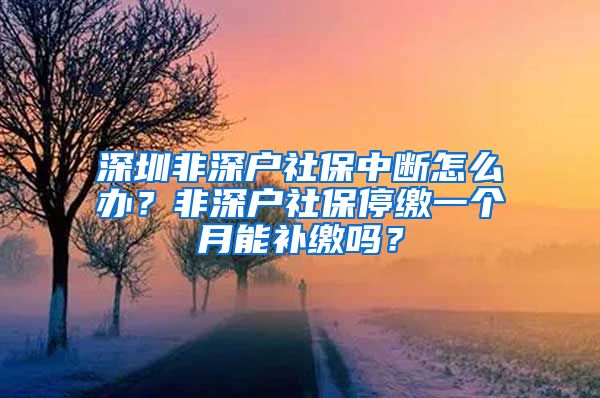 深圳非深户社保中断怎么办？非深户社保停缴一个月能补缴吗？