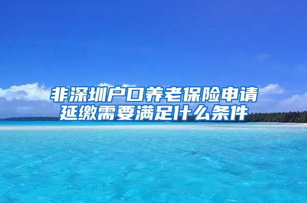 非深圳户口养老保险申请延缴需要满足什么条件