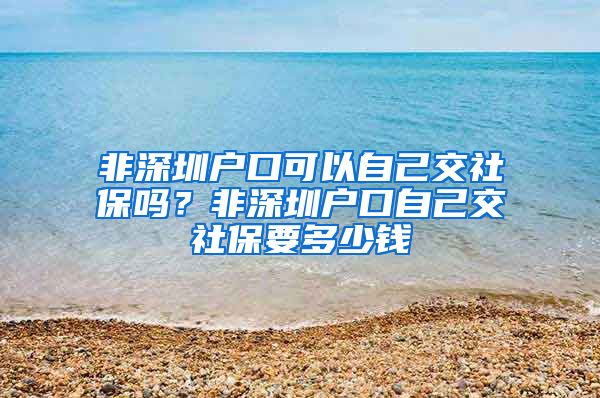 非深圳户口可以自己交社保吗？非深圳户口自己交社保要多少钱