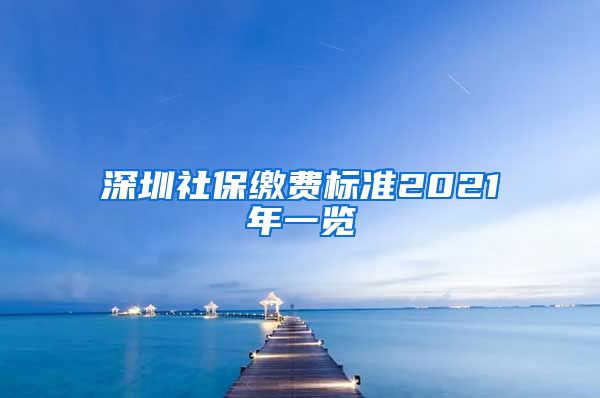 深圳社保缴费标准2021年一览
