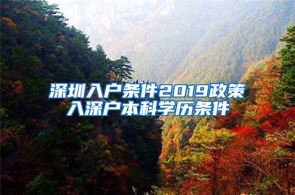 深圳入户条件2019政策入深户本科学历条件