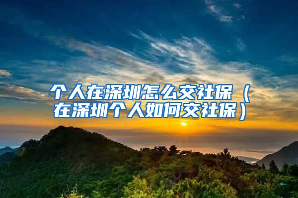 个人在深圳怎么交社保（在深圳个人如何交社保）