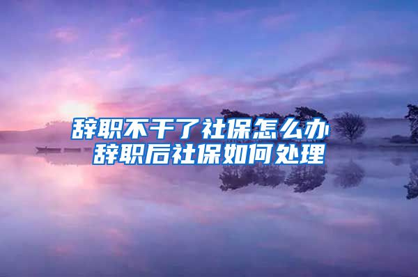 辞职不干了社保怎么办 辞职后社保如何处理