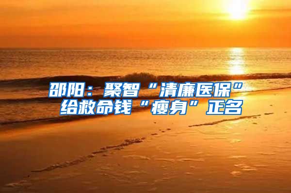 邵阳：聚智“清廉医保” 给救命钱“瘦身”正名