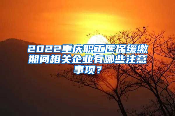 2022重庆职工医保缓缴期间相关企业有哪些注意事项？