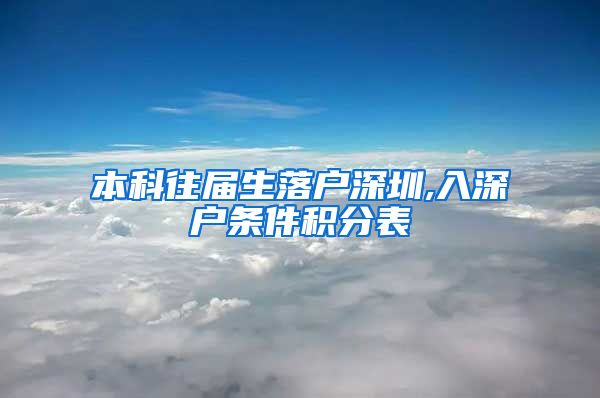 本科往届生落户深圳,入深户条件积分表