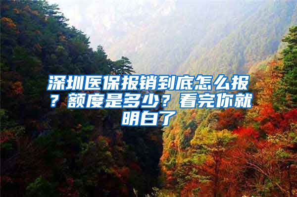 深圳医保报销到底怎么报？额度是多少？看完你就明白了