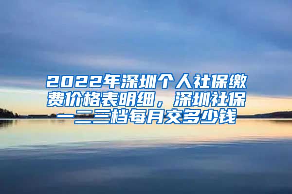 2022年深圳个人社保缴费价格表明细，深圳社保一二三档每月交多少钱