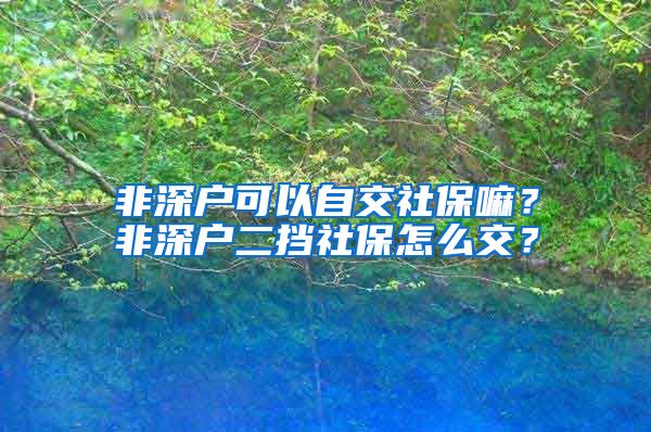 非深户可以自交社保嘛？非深户二挡社保怎么交？