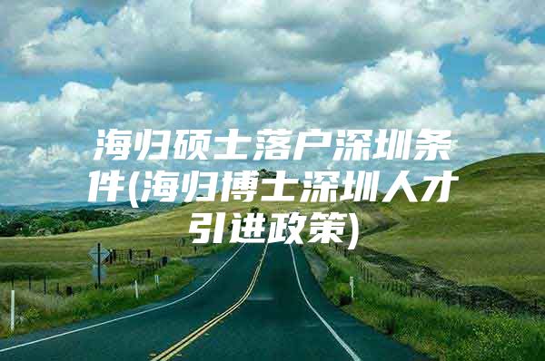 海归硕士落户深圳条件(海归博士深圳人才引进政策)