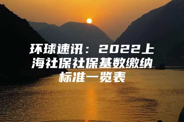 环球速讯：2022上海社保社保基数缴纳标准一览表
