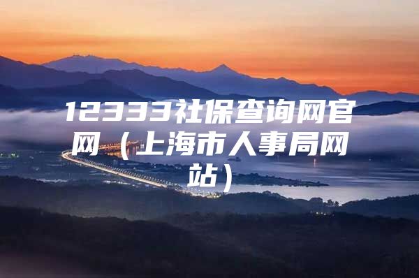 12333社保查询网官网（上海市人事局网站）