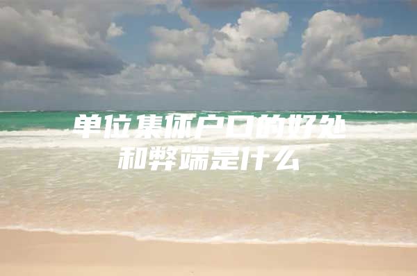 单位集体户口的好处和弊端是什么