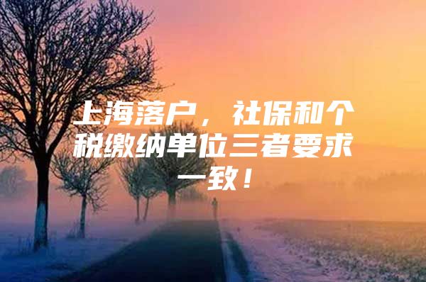 上海落户，社保和个税缴纳单位三者要求一致！