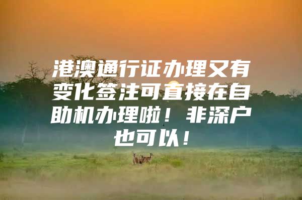 港澳通行证办理又有变化签注可直接在自助机办理啦！非深户也可以！