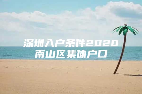 深圳入户条件2020南山区集体户口