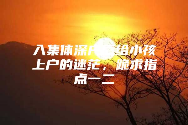 入集体深户后给小孩上户的迷茫，跪求指点一二