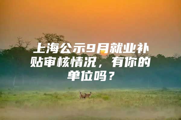 上海公示9月就业补贴审核情况，有你的单位吗？