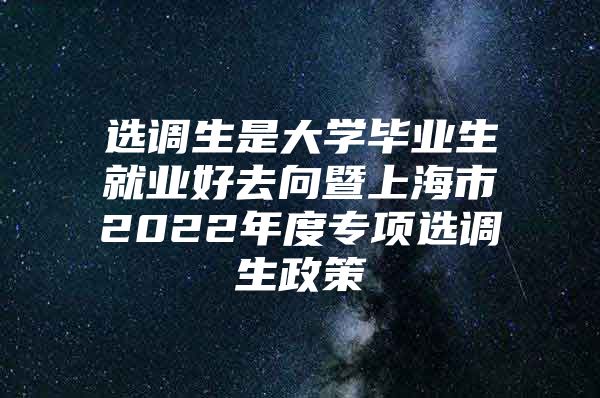 选调生是大学毕业生就业好去向暨上海市2022年度专项选调生政策