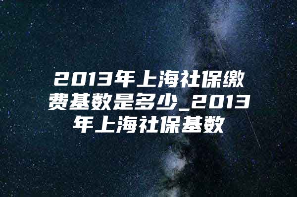 2013年上海社保缴费基数是多少_2013年上海社保基数
